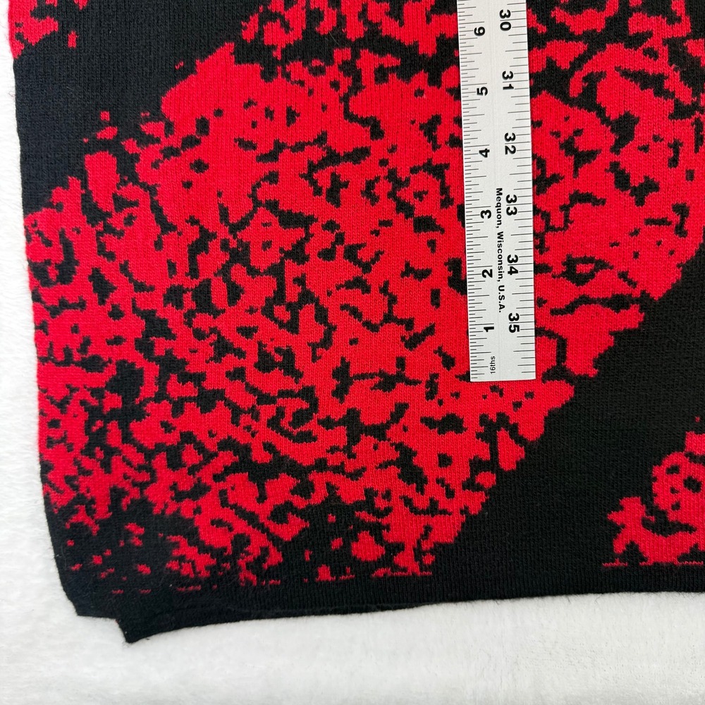 MING WANG Womens Red Black Abstract Print Knit Scarf All Size‎ - Picture 5 of 8